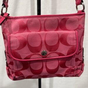 Coach Kyra Daisy Hot Pink Jacquard Crossbody Purse